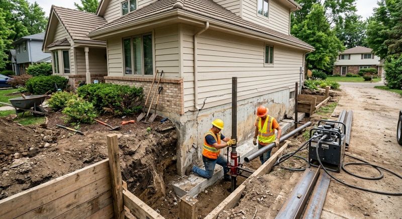 Our team working on Foundation Repair projects in Bemidji, MN