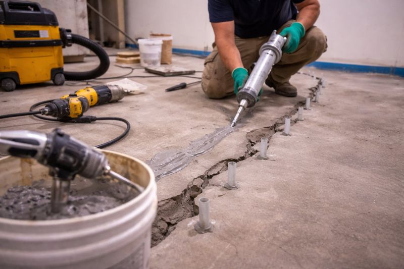 Cracked Basement Floor Repair in Bemidji, MN